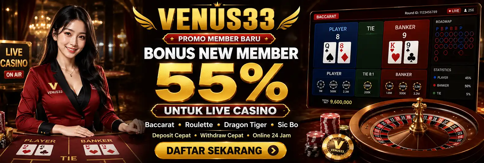BONUS NEW MEMBER 55% LIVE CASINO